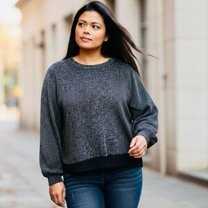 J.Crew Metallic Knit Long Sleeve Sweater Size Small Gray Navy Shimmer Crewneck